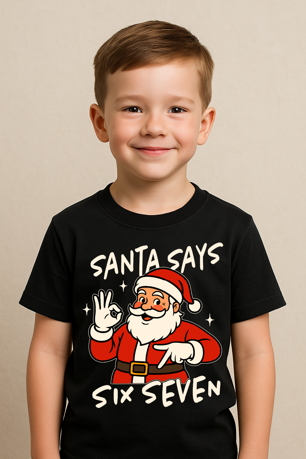 Santa Says 6 7 Black Tee