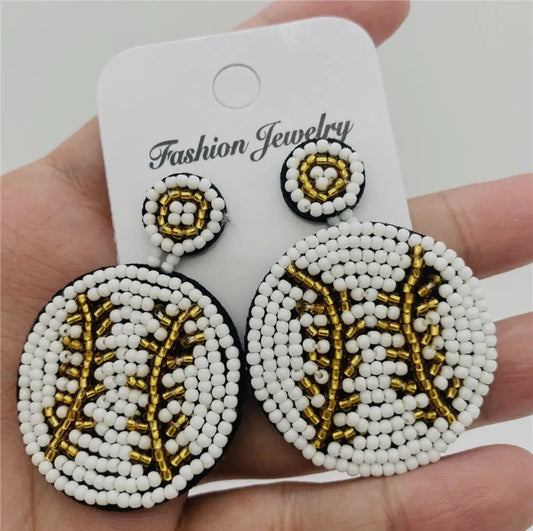 Baseball/Softball Handwoven Beaded Earrings